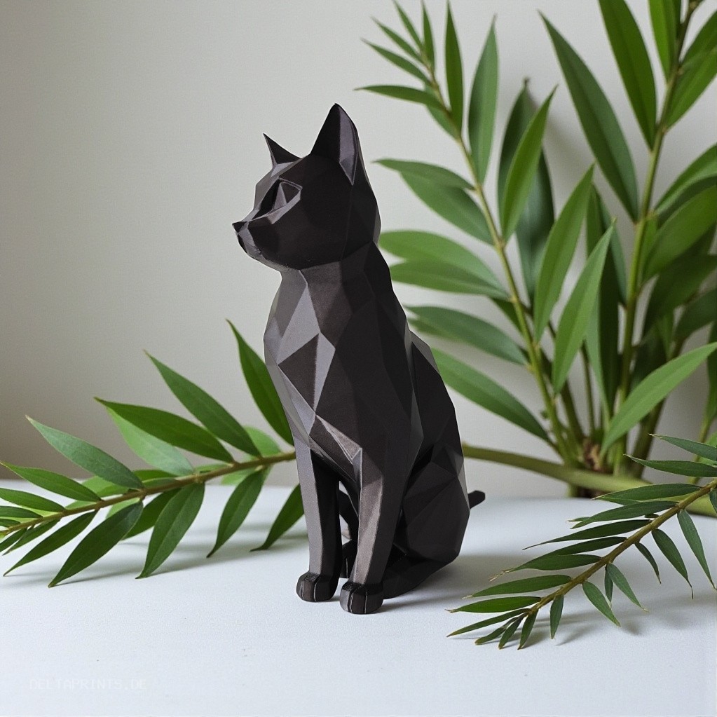 Sculpture#46 – Sitting Elegant Low Poly Cat 3D print product image 3 by Deltaprints