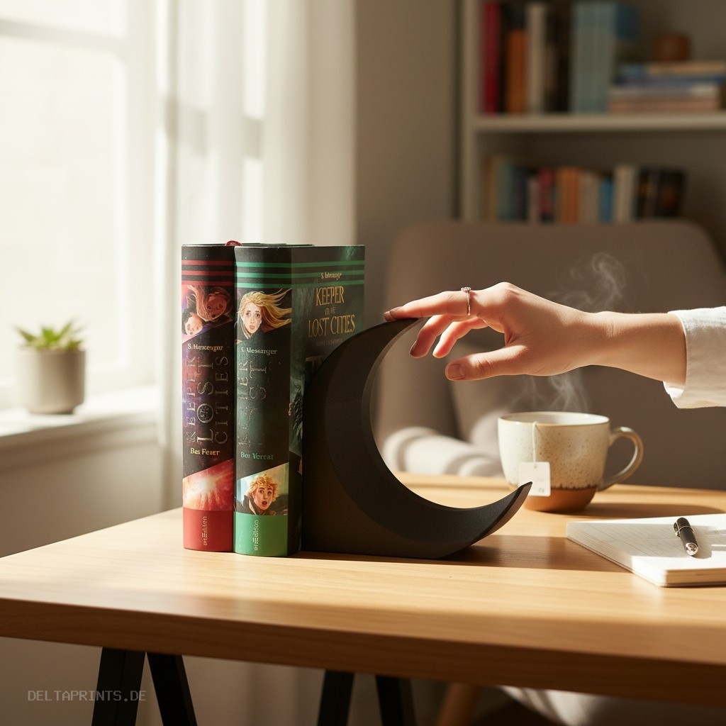 Minimalist crescent-shaped bookends 3D print product image 2 by Deltaprints