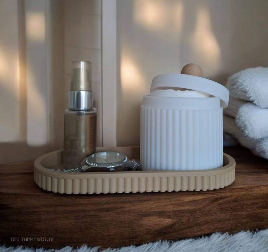 Ribbed Jewelry and Bathroom Organizer Set commercial STL file Bathroom Stuff by Deltaprints