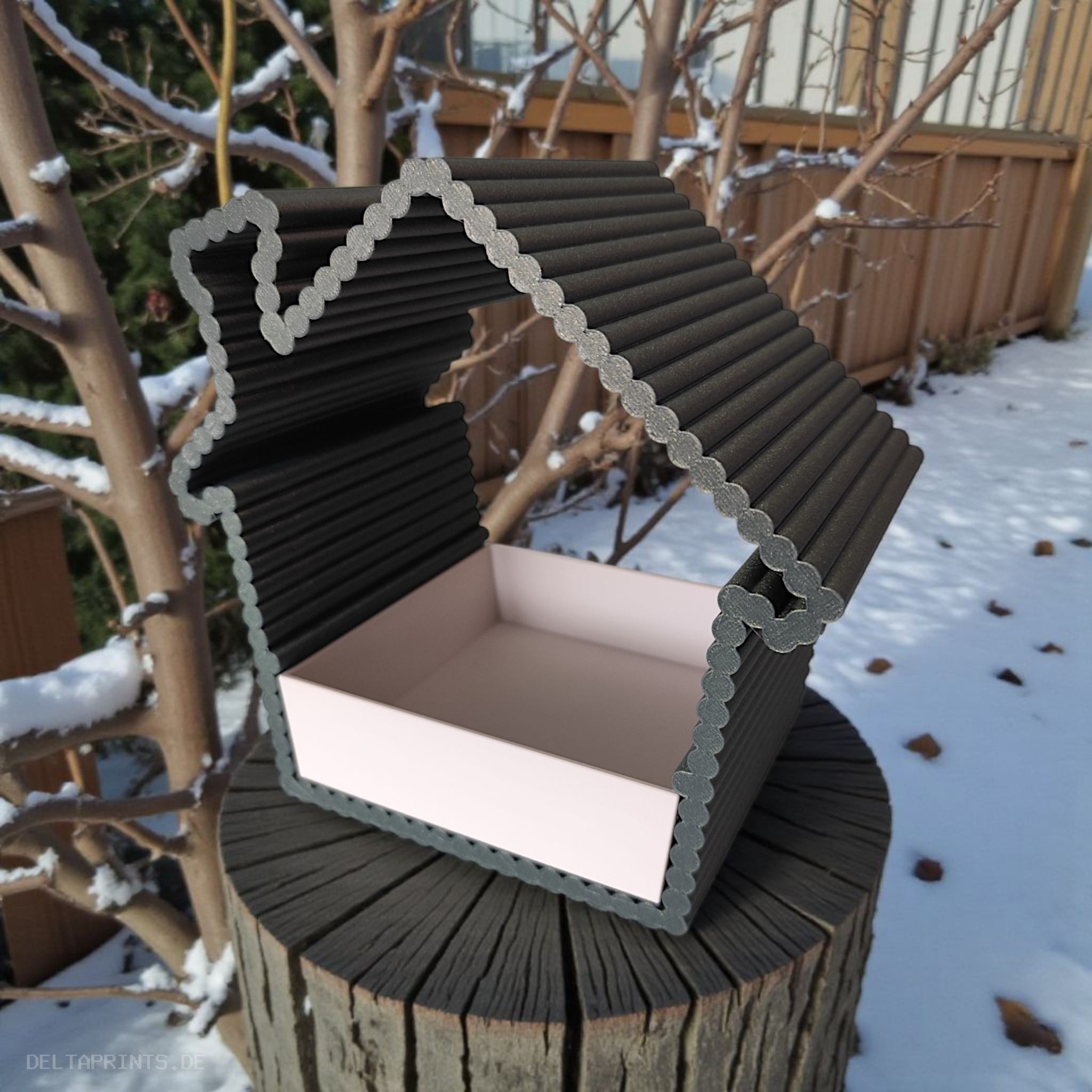 Ribbed bird feeder with removable feeding compartment 3D print product image 2 by Deltaprints