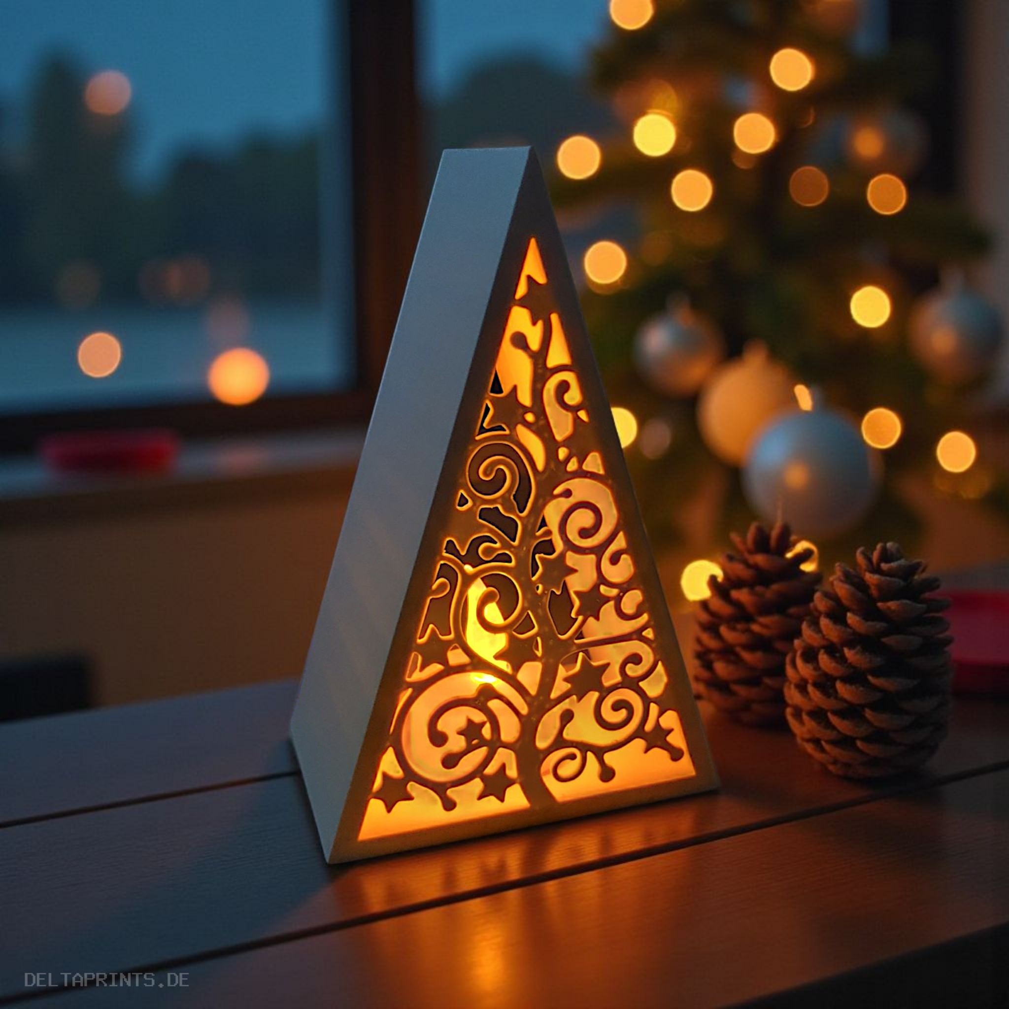 Pyramid Christmas Tree Lantern (LED Tealight) commercial STL file Desk Accessories by Deltaprints