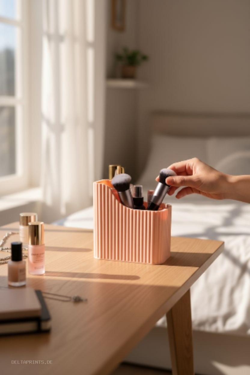 Ribbed makeup organizer with six compartments 3D print product image 2 by Deltaprints