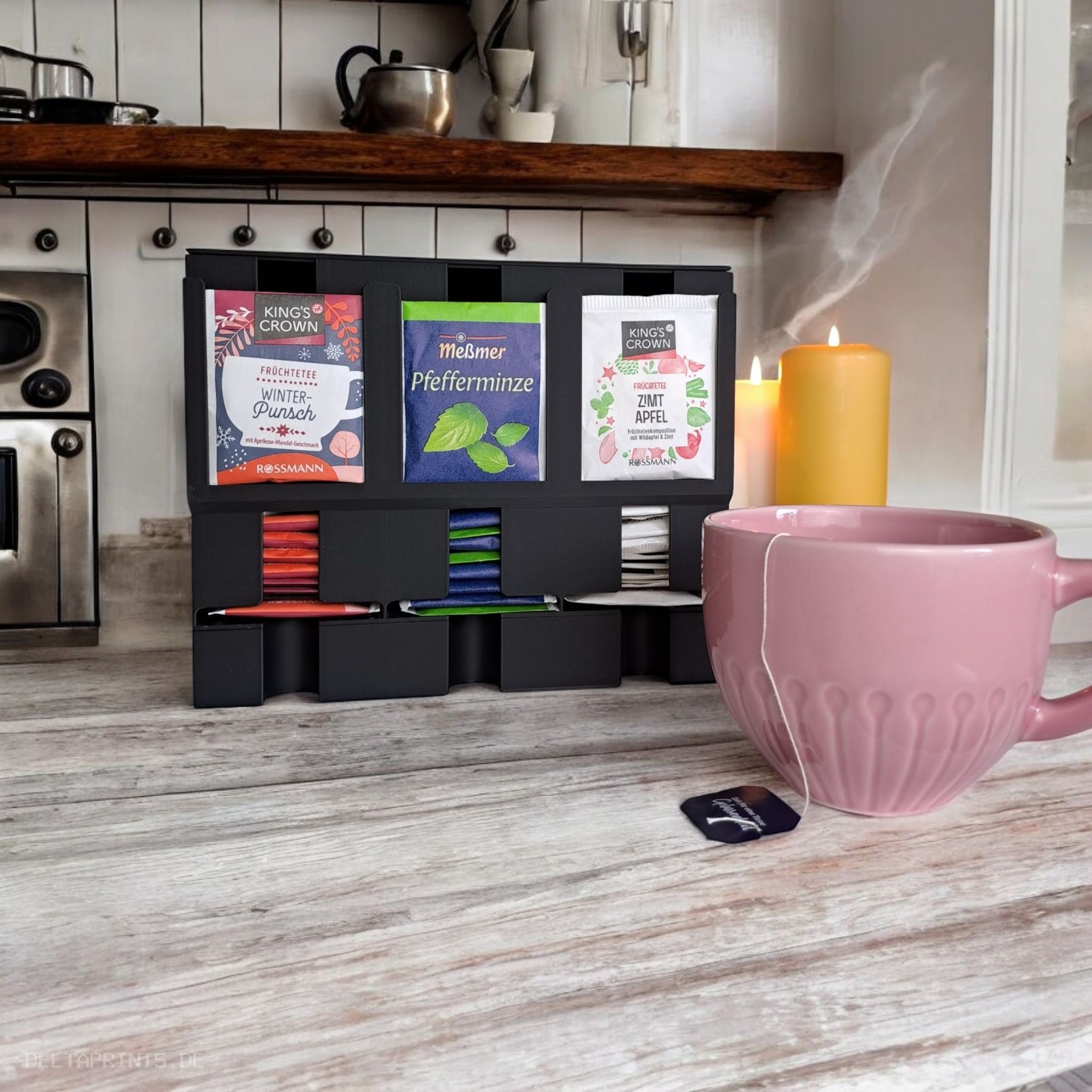 Modern Tea Organizer, Tea Dispenser 3D print product image 4 by Deltaprints