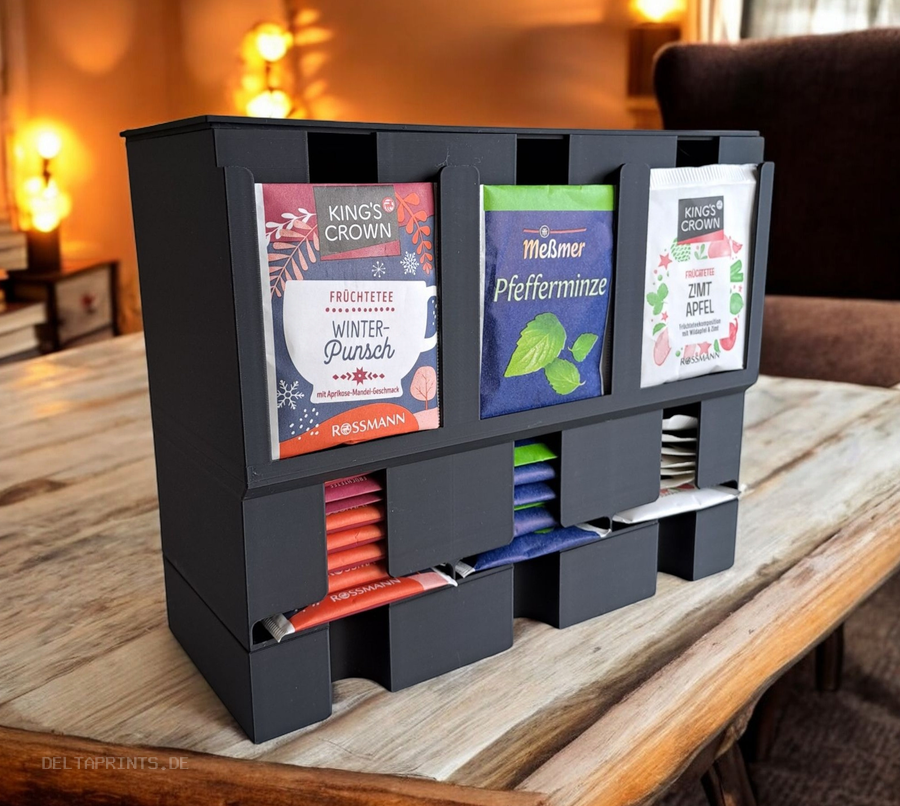 Modern Tea Organizer, Tea Dispenser commercial STL file Kitchen Accessories by Deltaprints
