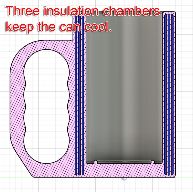 Insulating can cooler with three air chambers 3D print product image 4 by Deltaprints