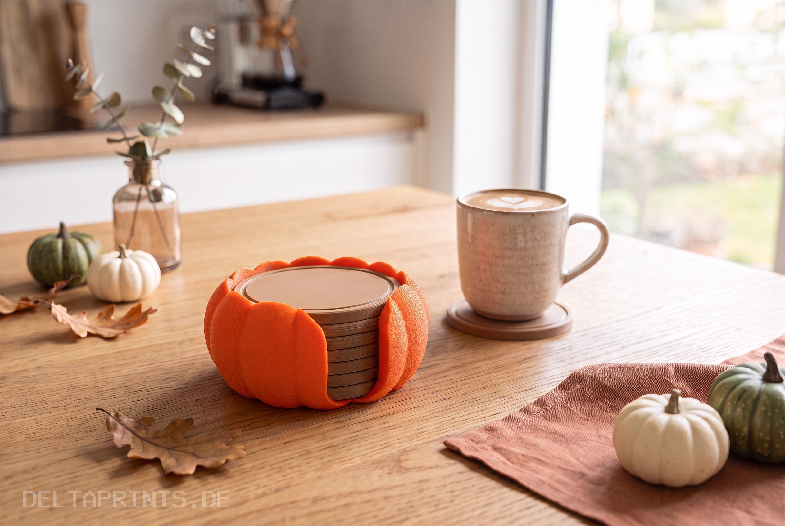 Pumpkin coaster set with endless possibilities commercial STL file Halloween by Deltaprints
