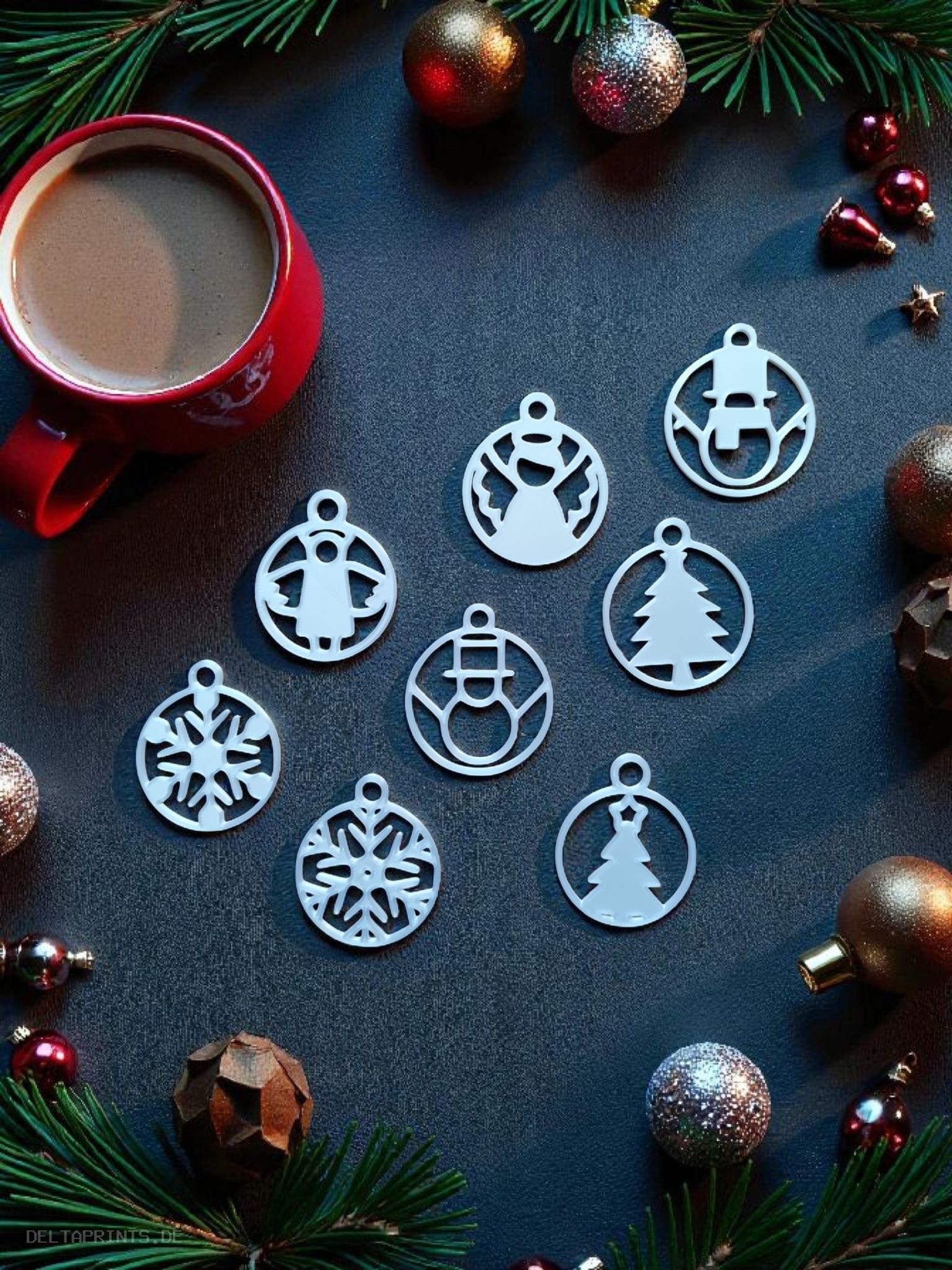 Minimalist, playful Christmas tree ornaments 3D print product image 3 by Deltaprints