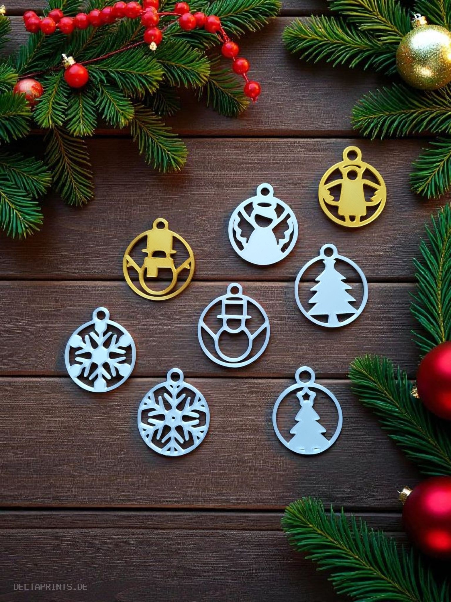 Minimalist, playful Christmas tree ornaments commercial STL file Useful Things by Deltaprints