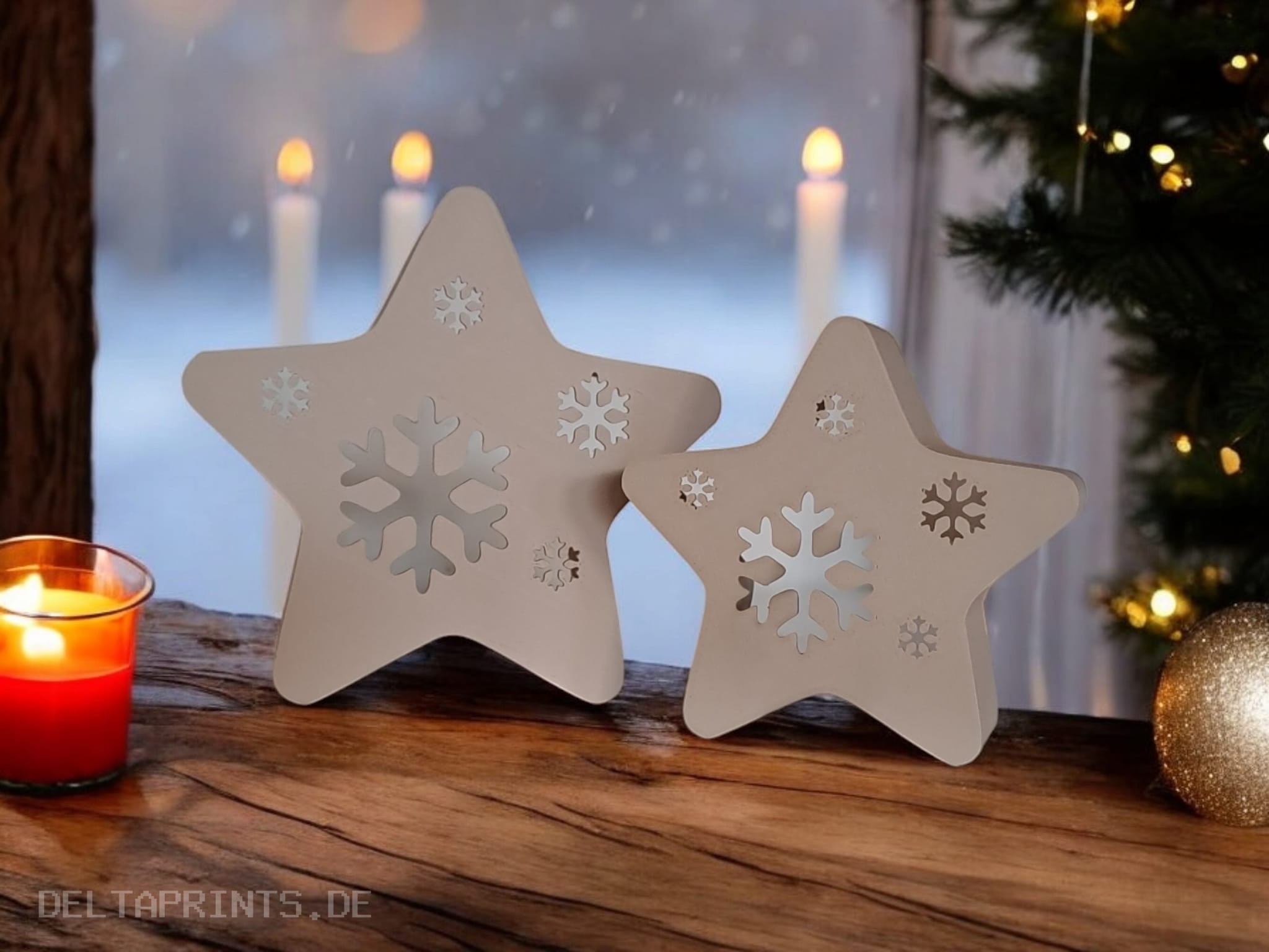 LED tea light, decorative stars „Twinkle Snowflakes“ 3D print product image 4 by Deltaprints