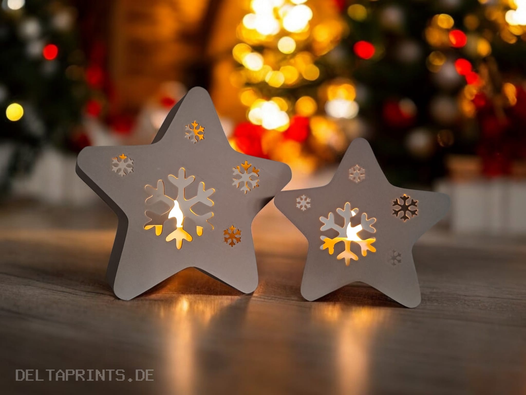 LED tea light, decorative stars „Twinkle Snowflakes“ 3D print product image 3 by Deltaprints
