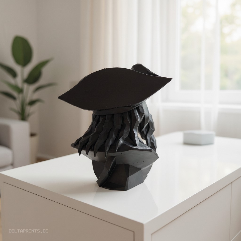 Sculpture #56 – Low Poly Caribbean Pirate Bust 3D print product image 4 by Deltaprints