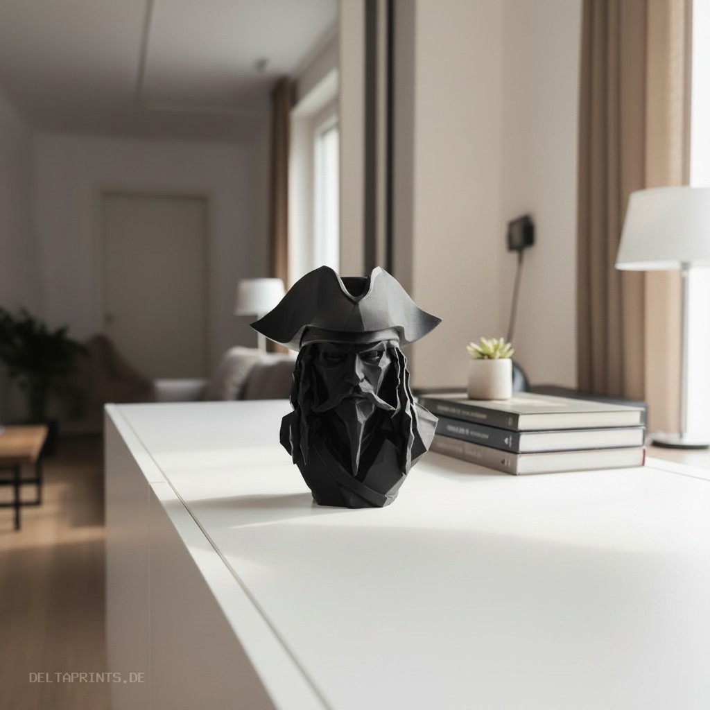 Sculpture #56 – Low Poly Caribbean Pirate Bust 3D print product image 2 by Deltaprints