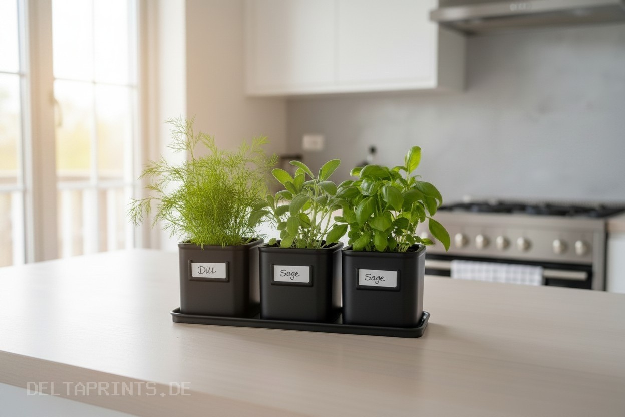 Herb Pot Set with Saucer Tray 3D print product image 4 by Deltaprints