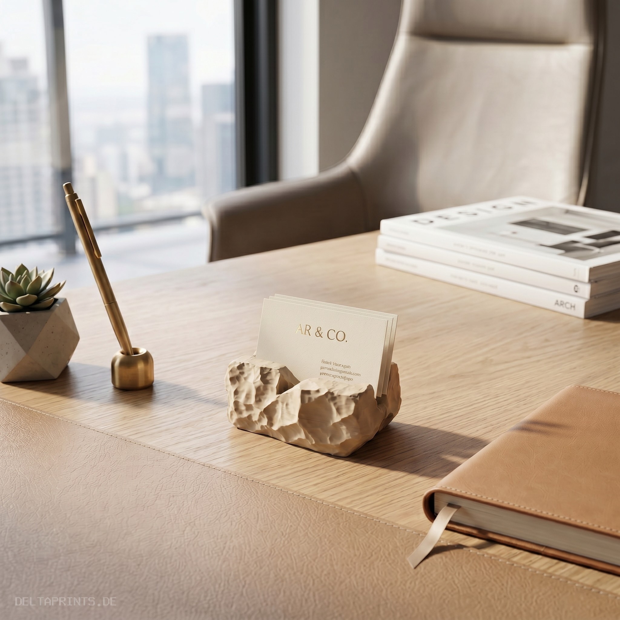 „Rock-Solid Business“ Card Holder 3D print product image 4 by Deltaprints