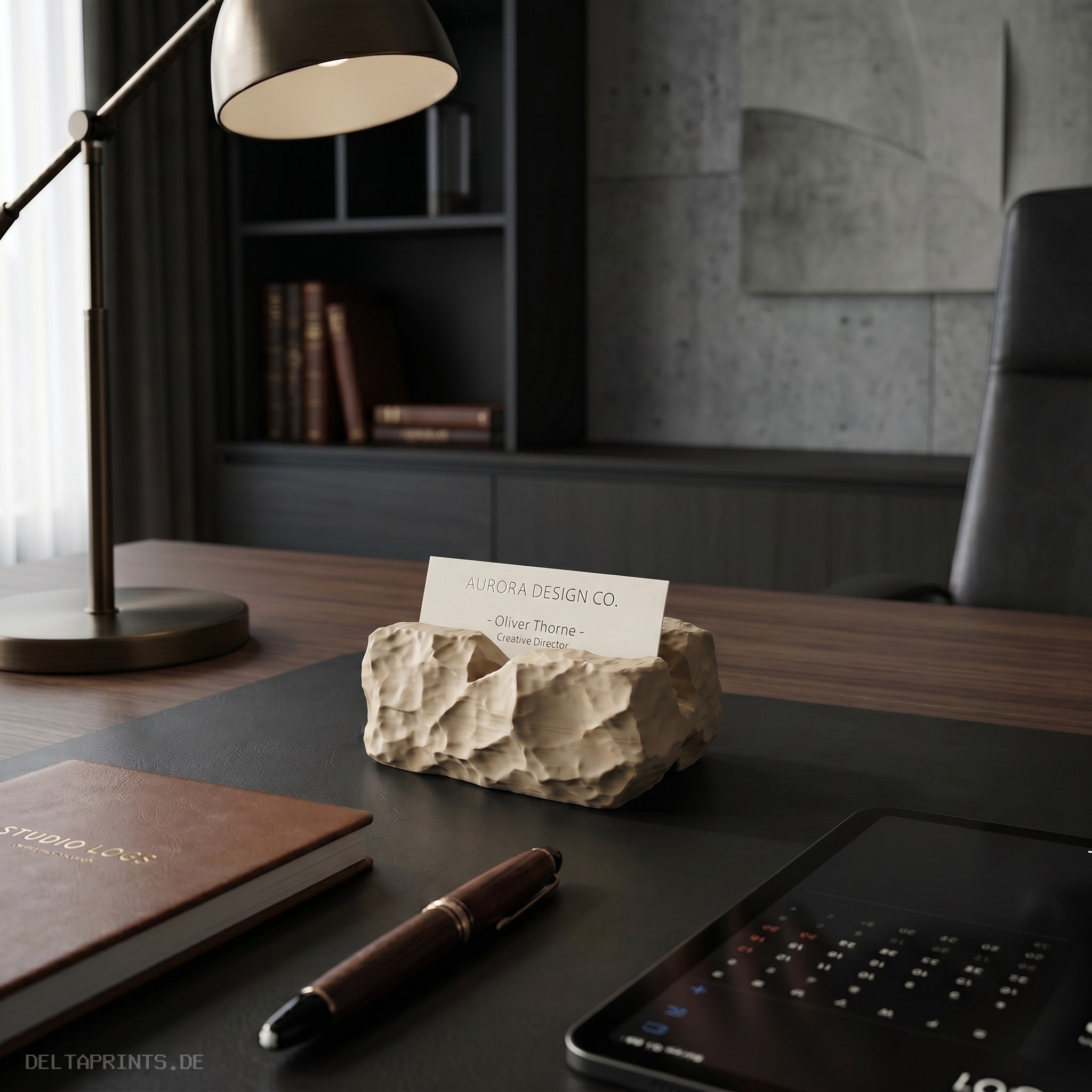 „Rock-Solid Business“ Card Holder 3D print product image 2 by Deltaprints