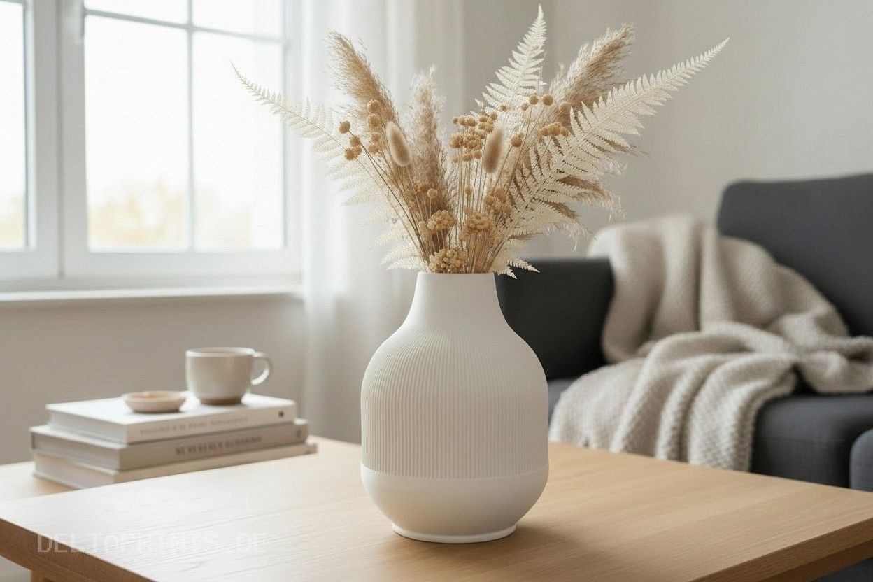 Modern vase with diminishing ribs commercial STL file Vases by Deltaprints