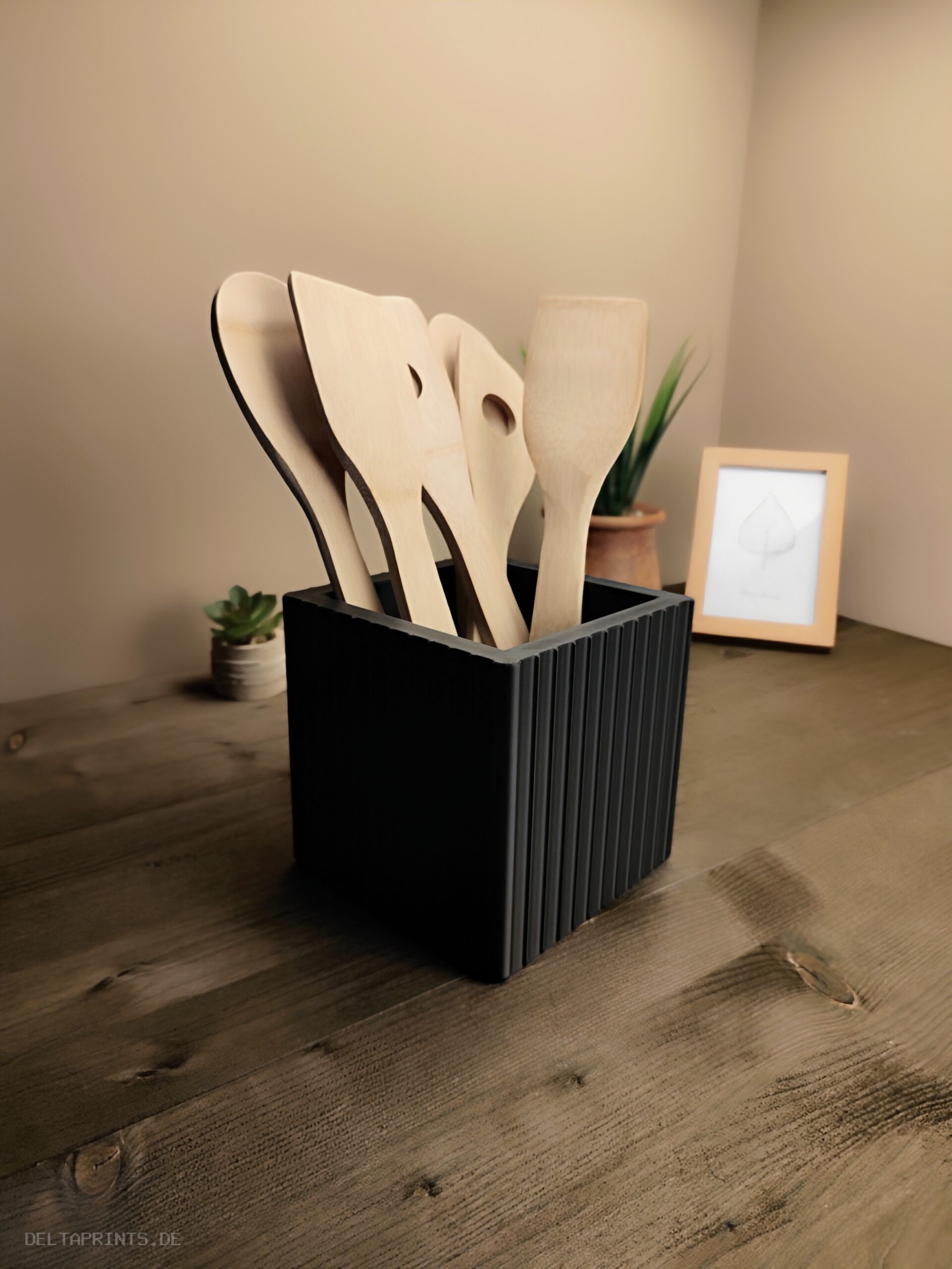 Design Kitchen Utensil Holder „Just a Square“ 3D print product image 3 by Deltaprints