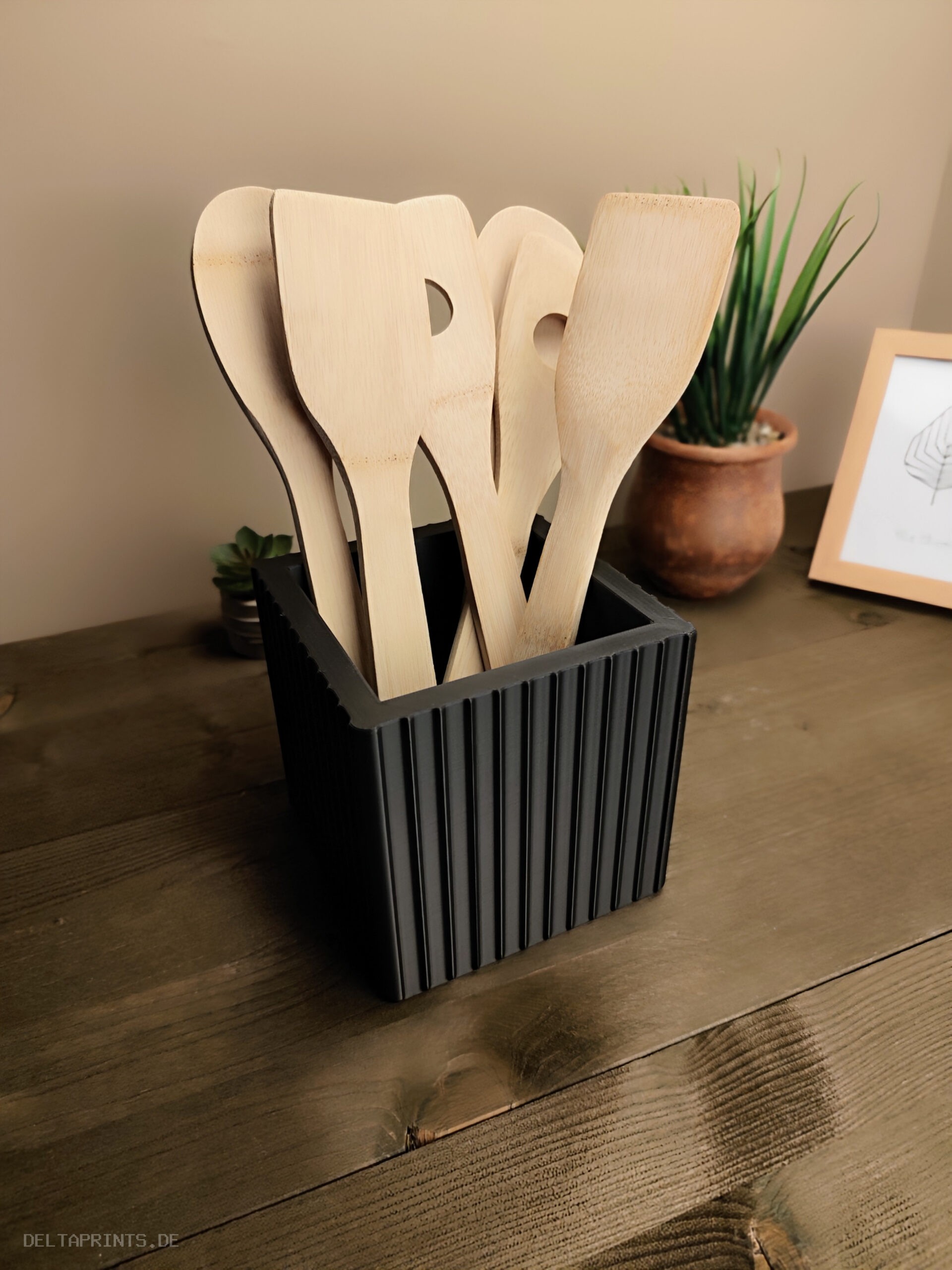 Design Kitchen Utensil Holder „Just a Square“ 3D print product image 2 by Deltaprints