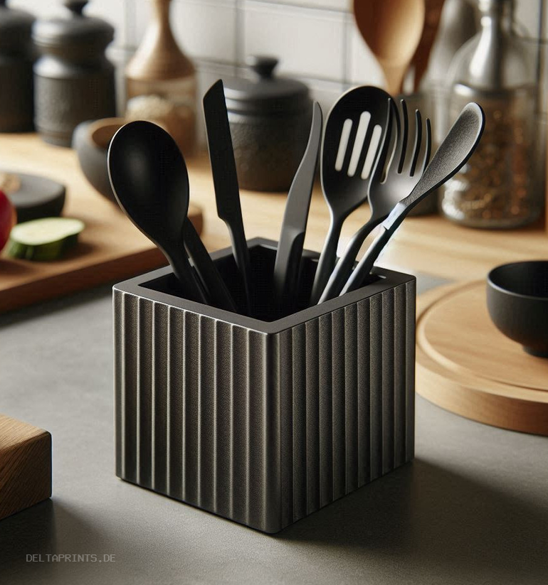 Design Kitchen Utensil Holder „Just a Square“ commercial STL file Kitchen Accessories by Deltaprints