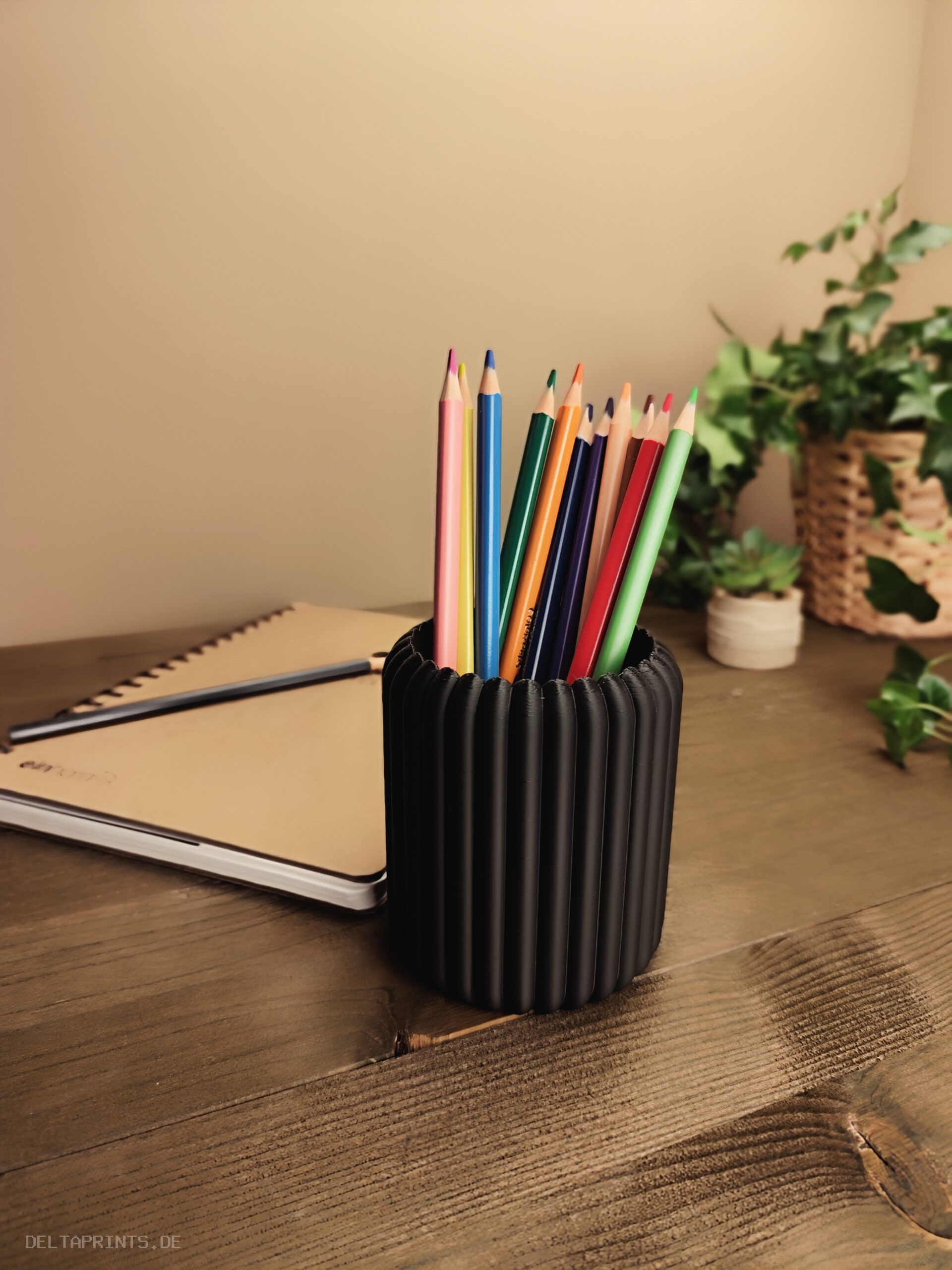Modern Rod Ribbed Design Pencil Holder 3D print product image 3 by Deltaprints