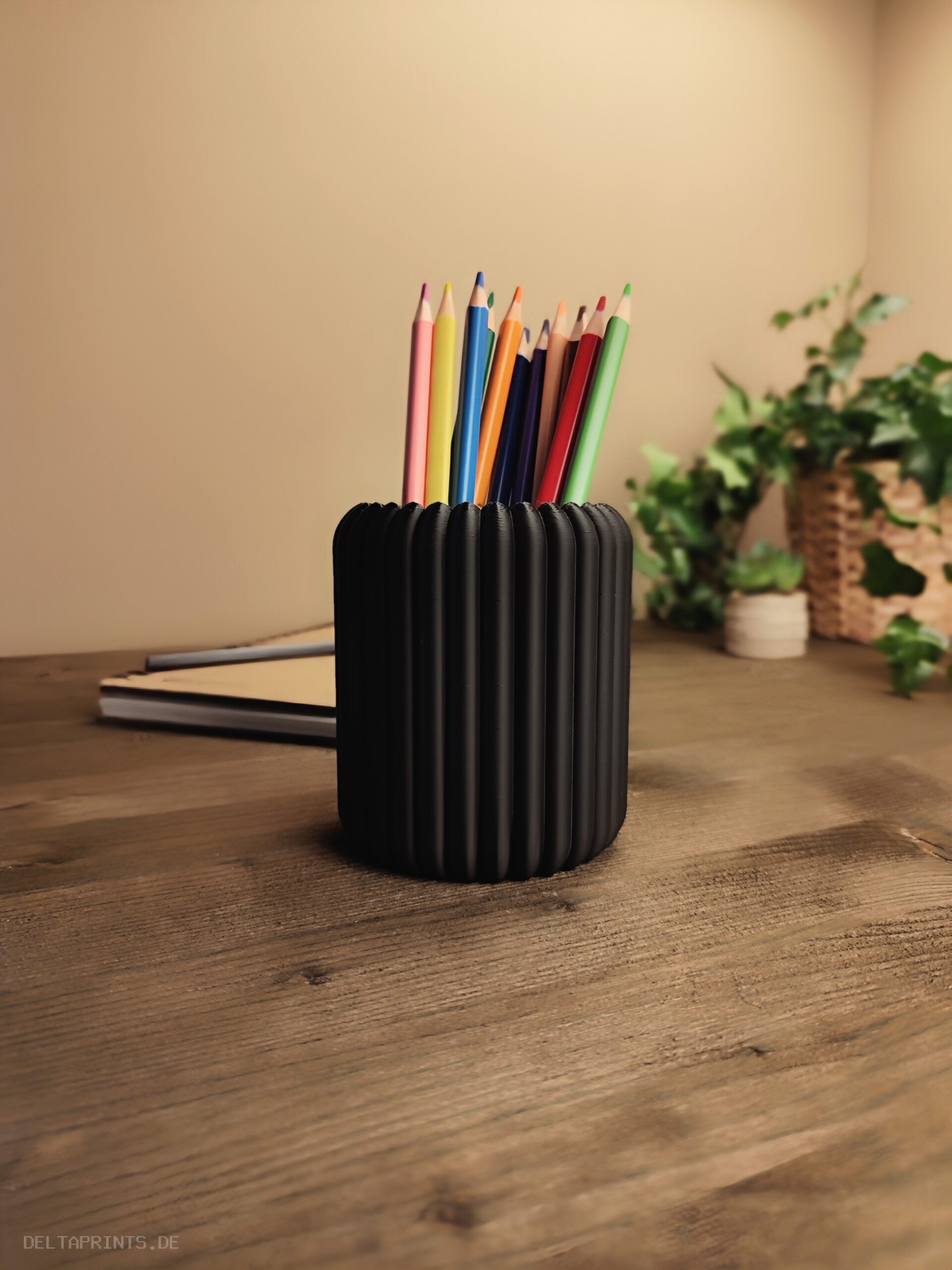 Modern Rod Ribbed Design Pencil Holder 3D print product image 2 by Deltaprints