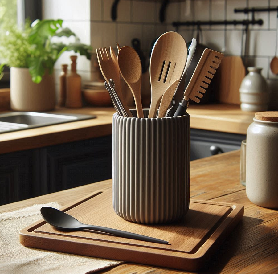 Ribbed Kitchen Utensil Holder, Utensil Basket commercial STL file Kitchen Accessories by Deltaprints