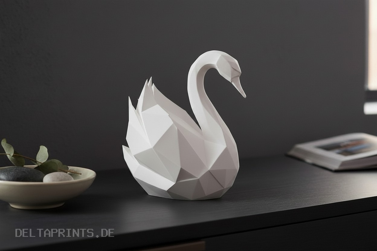 Sculpture #53 – Graceful low poly swan commercial STL file Sculptures by Deltaprints