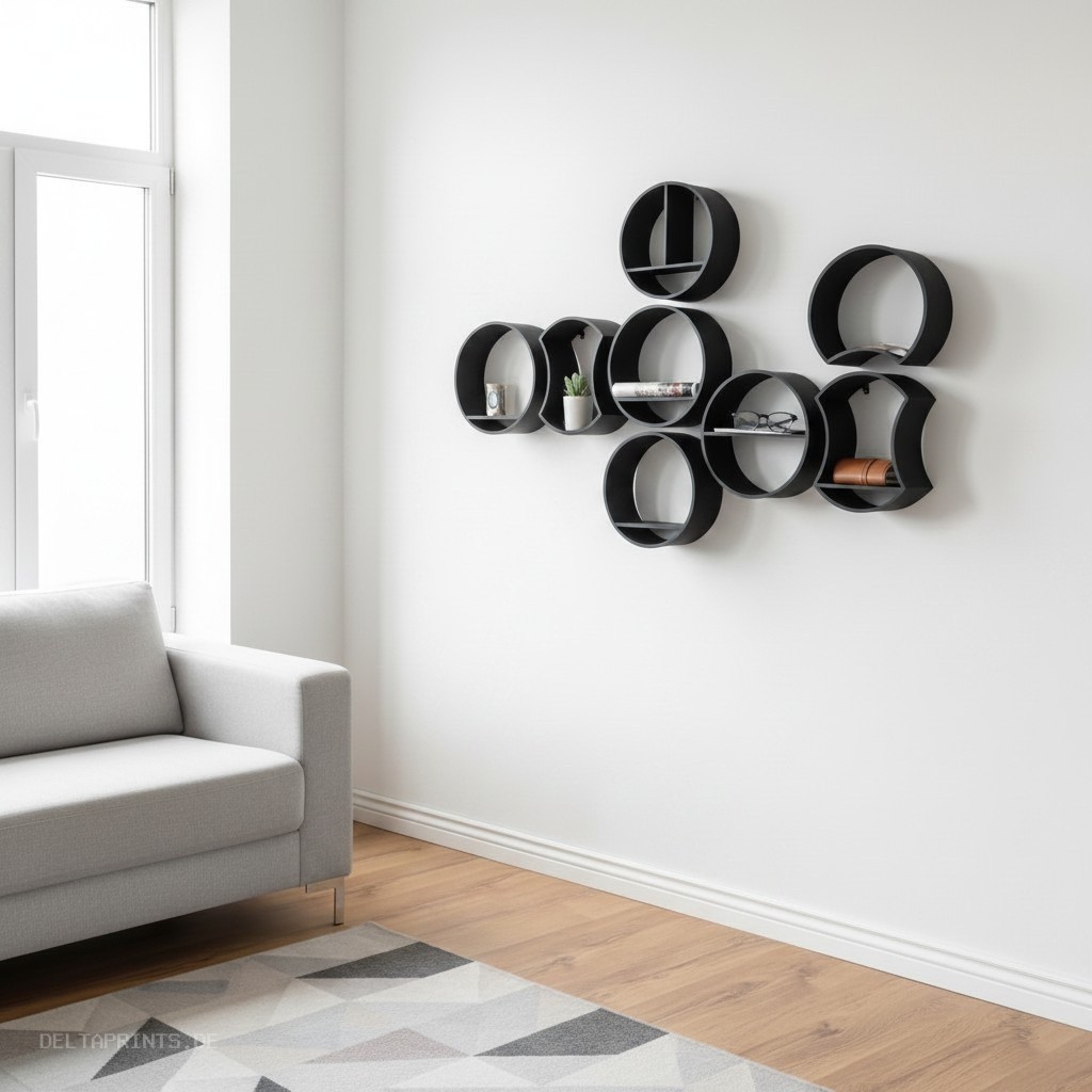 Modular round shelf system 3D print product image 3 by Deltaprints