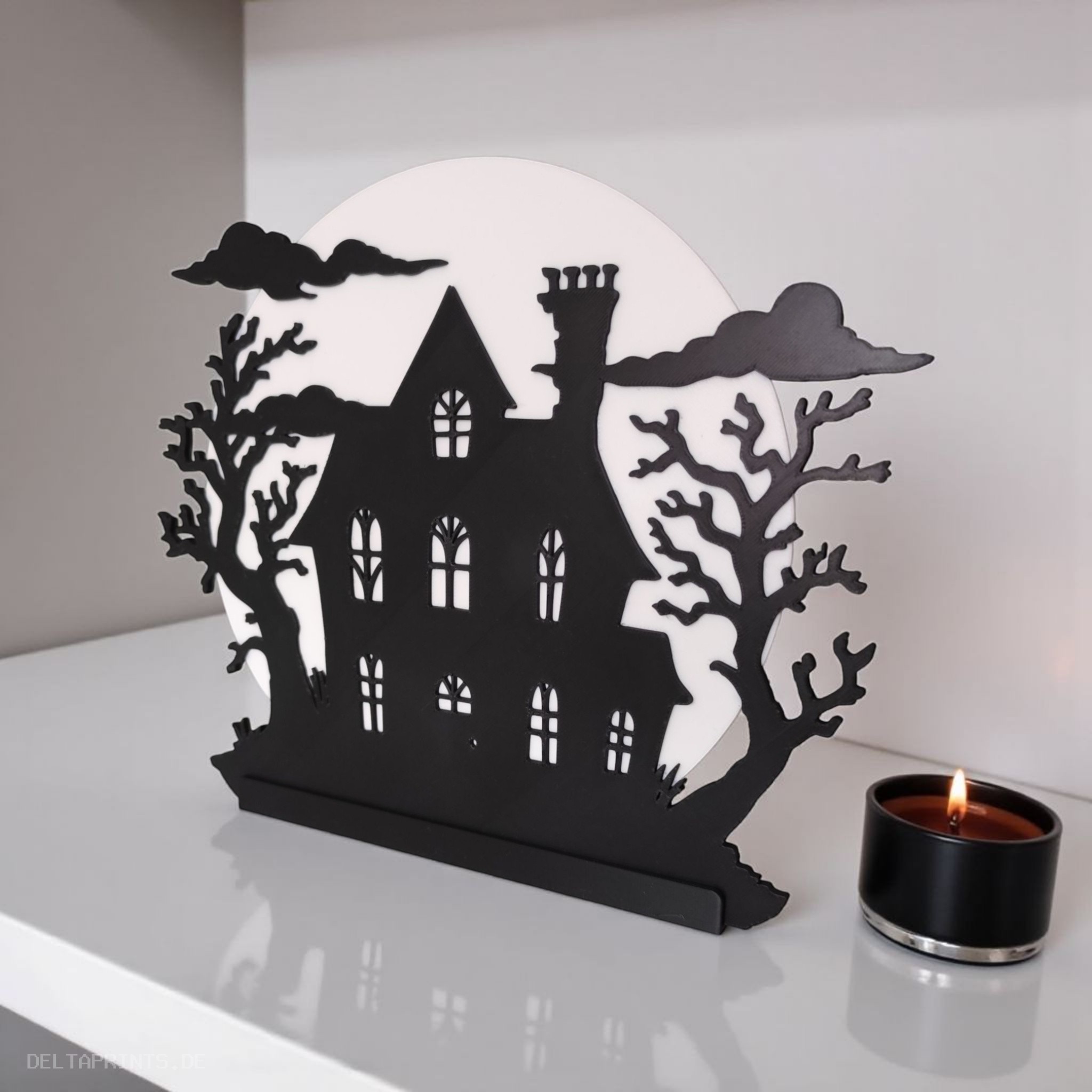 Spooky Halloween Hill House with LED Tealight Holder 3D print product image 2 by Deltaprints