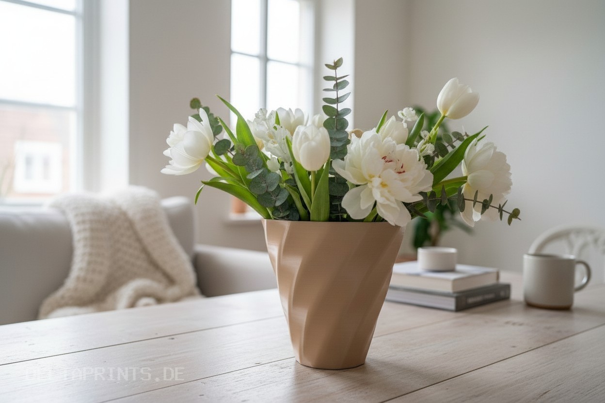 Swirled vase one of three commercial STL file Vases by Deltaprints