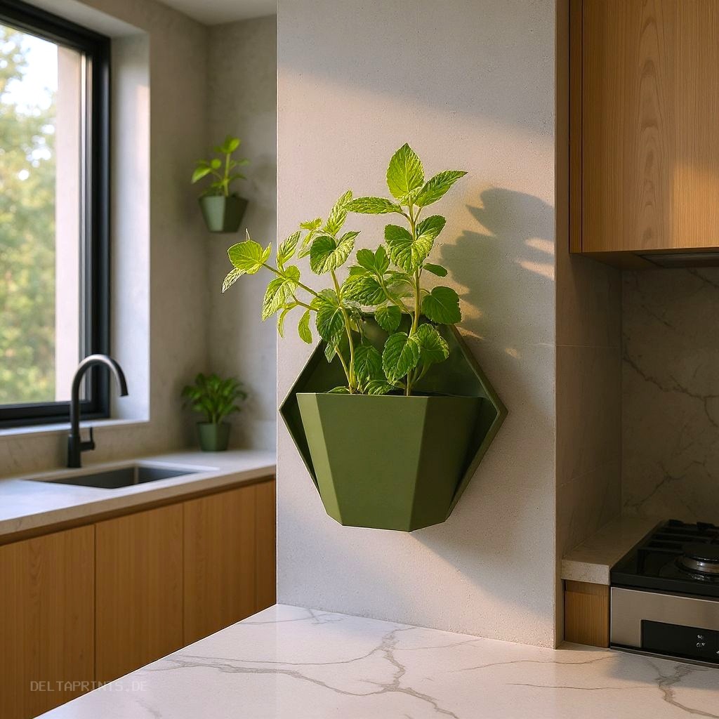 Geometric wall planter for herb gardens commercial STL file Plants & Planters by Deltaprints