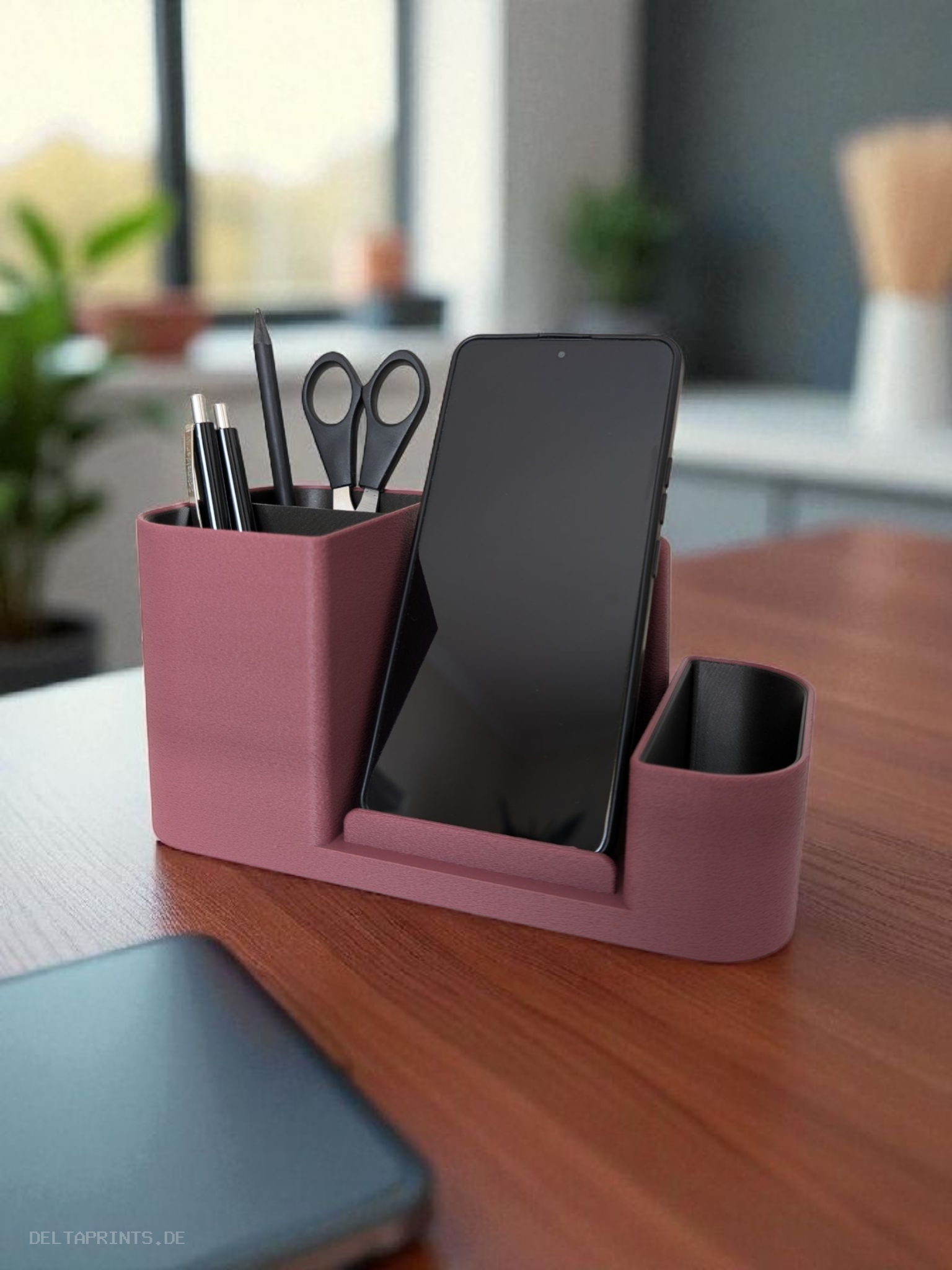 Office Organizer with integrated Smartphone Holder commercial STL file Desk Accessories by Deltaprints