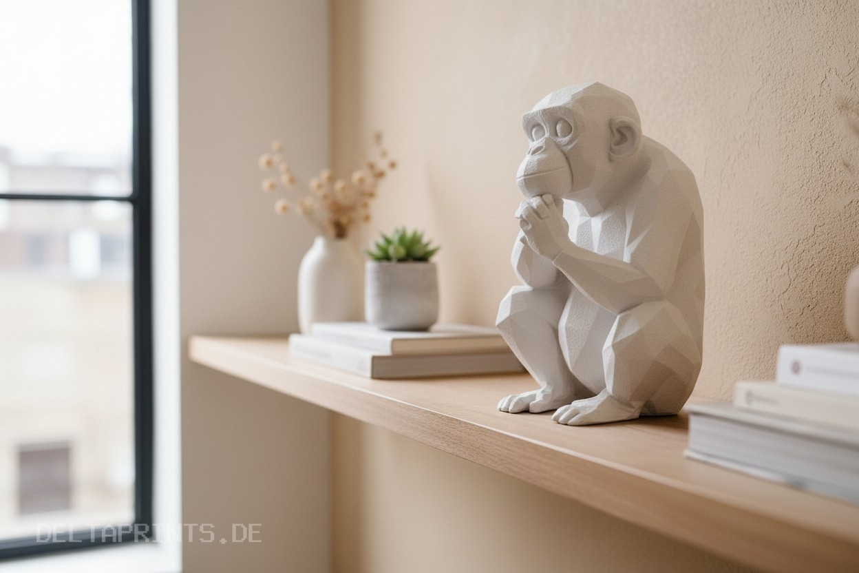 Sculpture #53 – Thoughtful Low Poly Chimpanzee 3D print product image 4 by Deltaprints