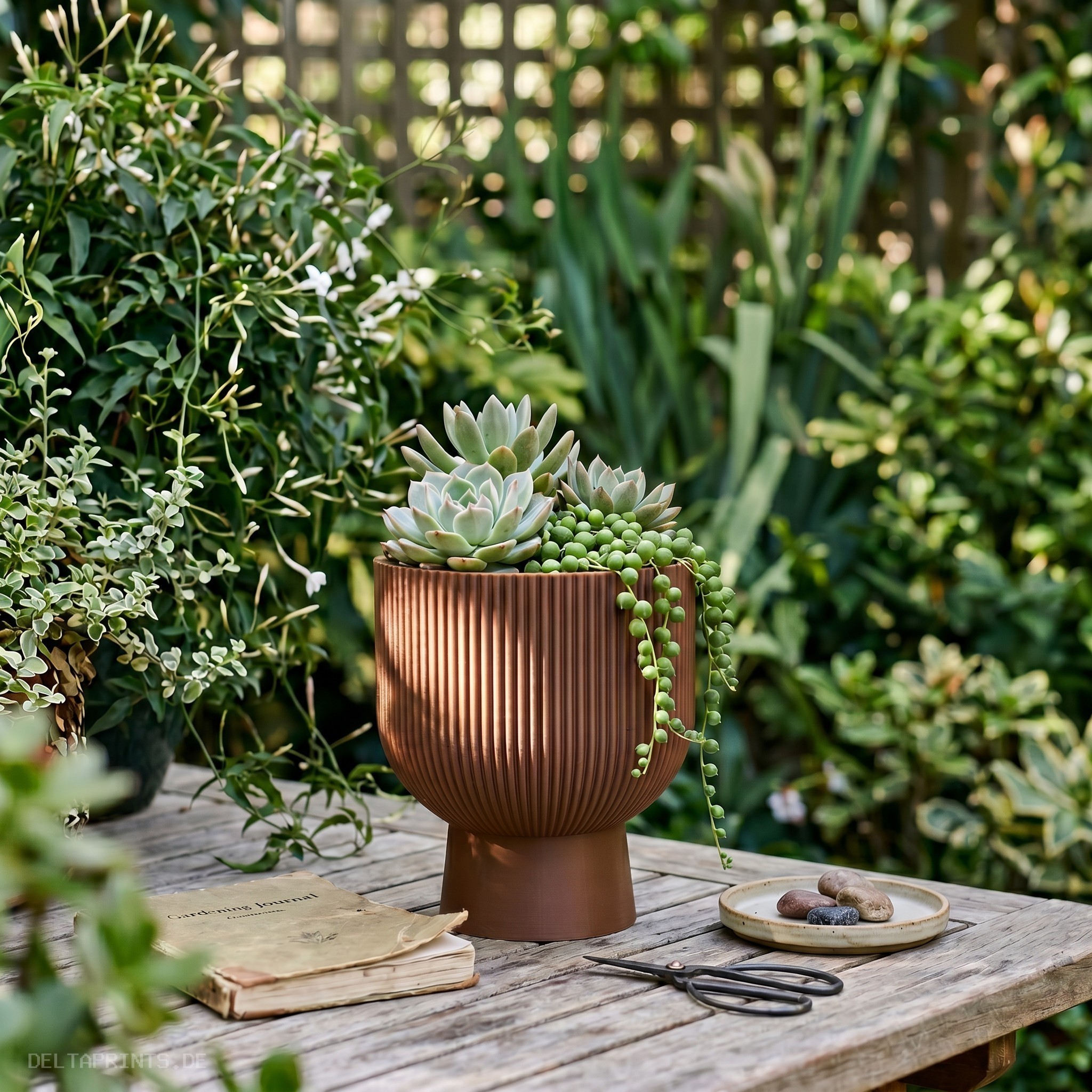 „Sereno“ – ribbed planter with base 3D print product image 2 by Deltaprints