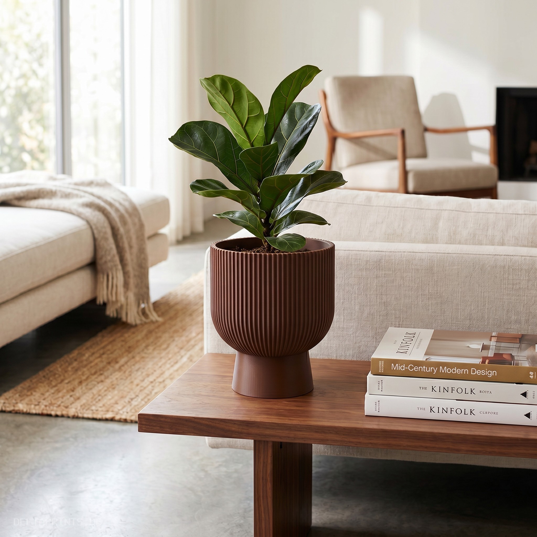 „Sereno“ – ribbed planter with base 3D print product image 3 by Deltaprints