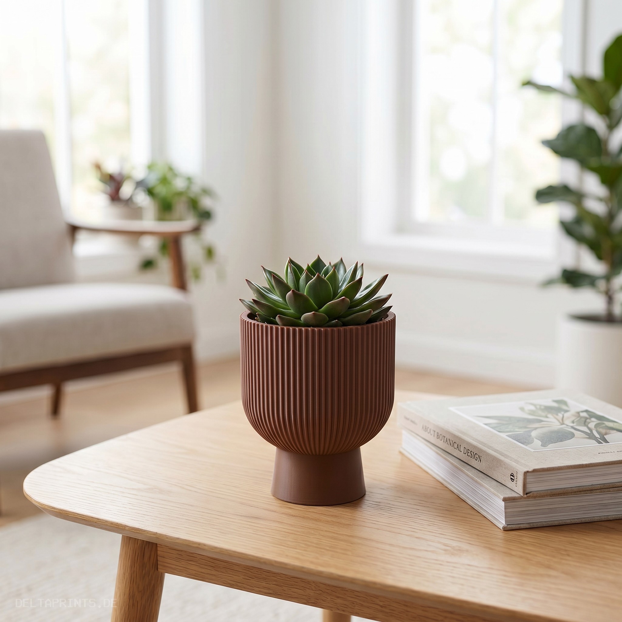 „Sereno“ – ribbed planter with base 3D print product image 4 by Deltaprints