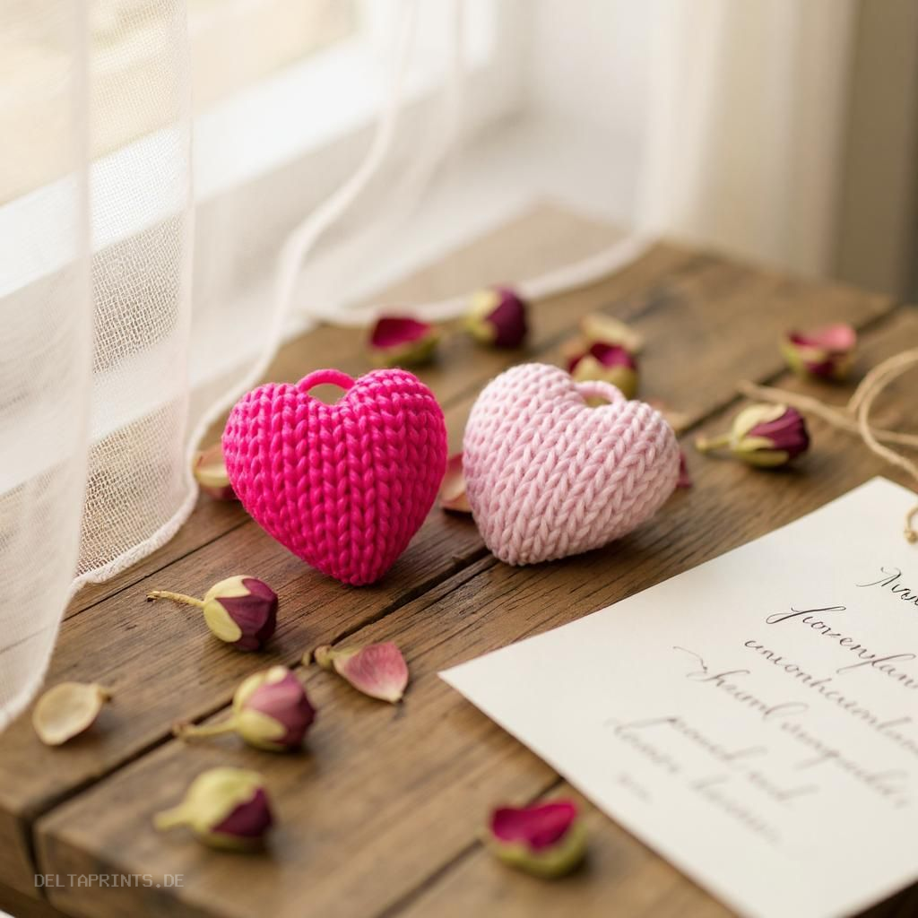 Cute Knitted Heart Keychain (No Assembly) 3D print product image 4 by Deltaprints