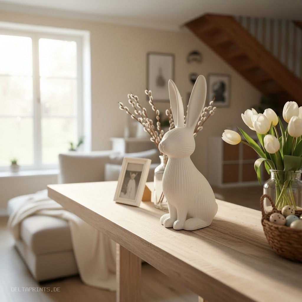 Modern ribbed Easter bunny decoration 3D print product image 4 by Deltaprints