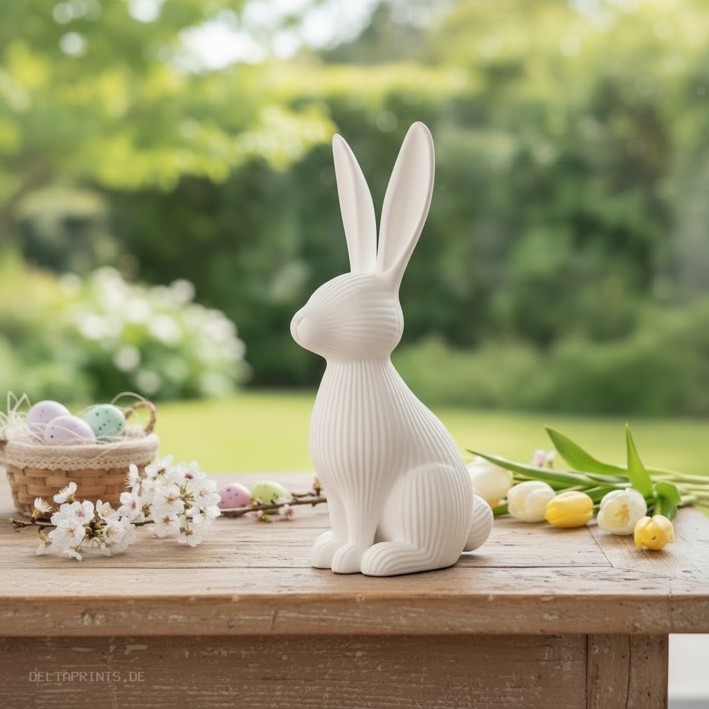 Modern ribbed Easter bunny decoration 3D print product image 2 by Deltaprints