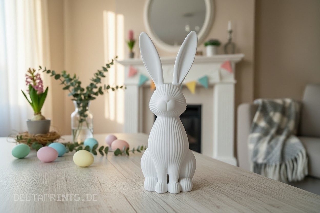 Modern ribbed Easter bunny decoration commercial STL file Desk Accessories by Deltaprints